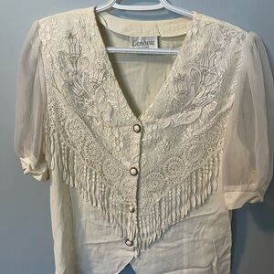 Cream Lace Women's Top